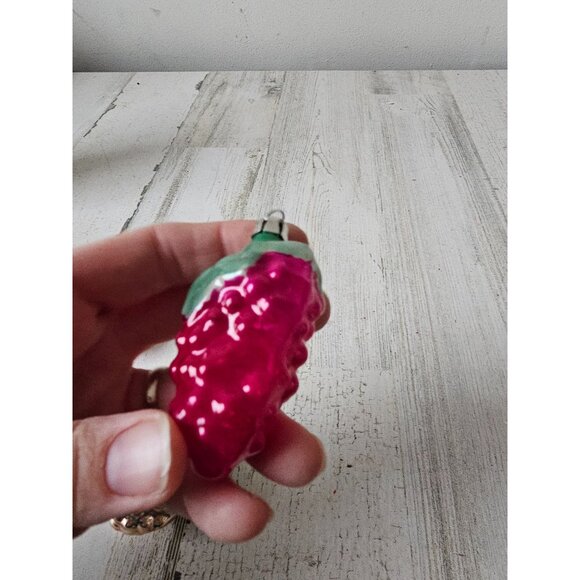 Vintage Mercury grape ornament set strawberry fruit Xmas tree pink silver red - Picture 9 of 11